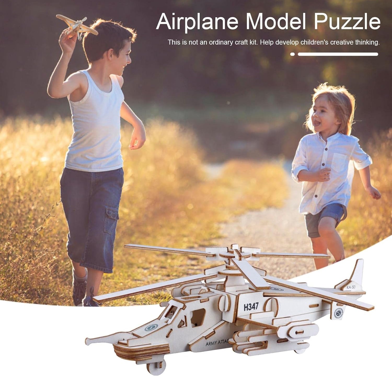 3D Wooden Aircraft Puzzle DIY Assembly Kit