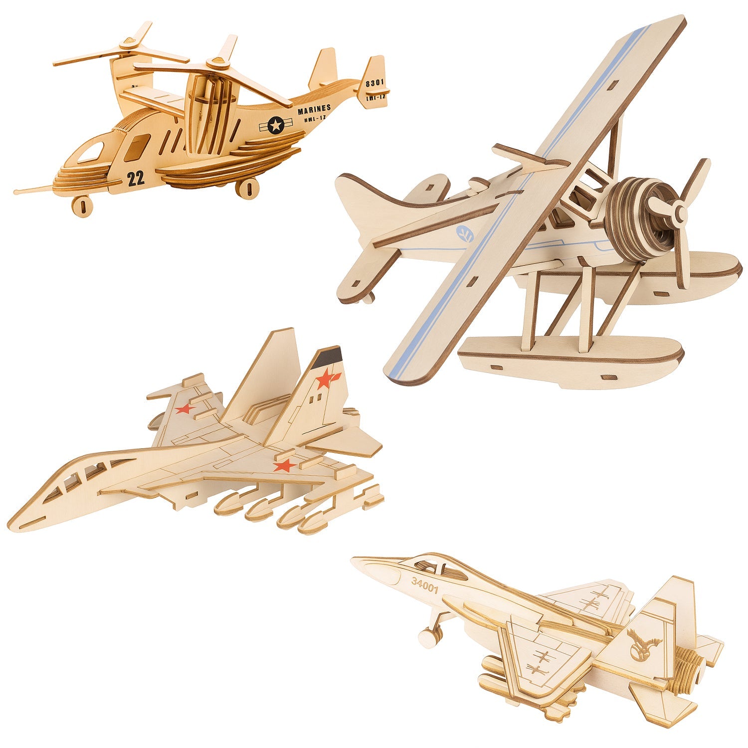 3D Wooden Aircraft Puzzle DIY Assembly Kit