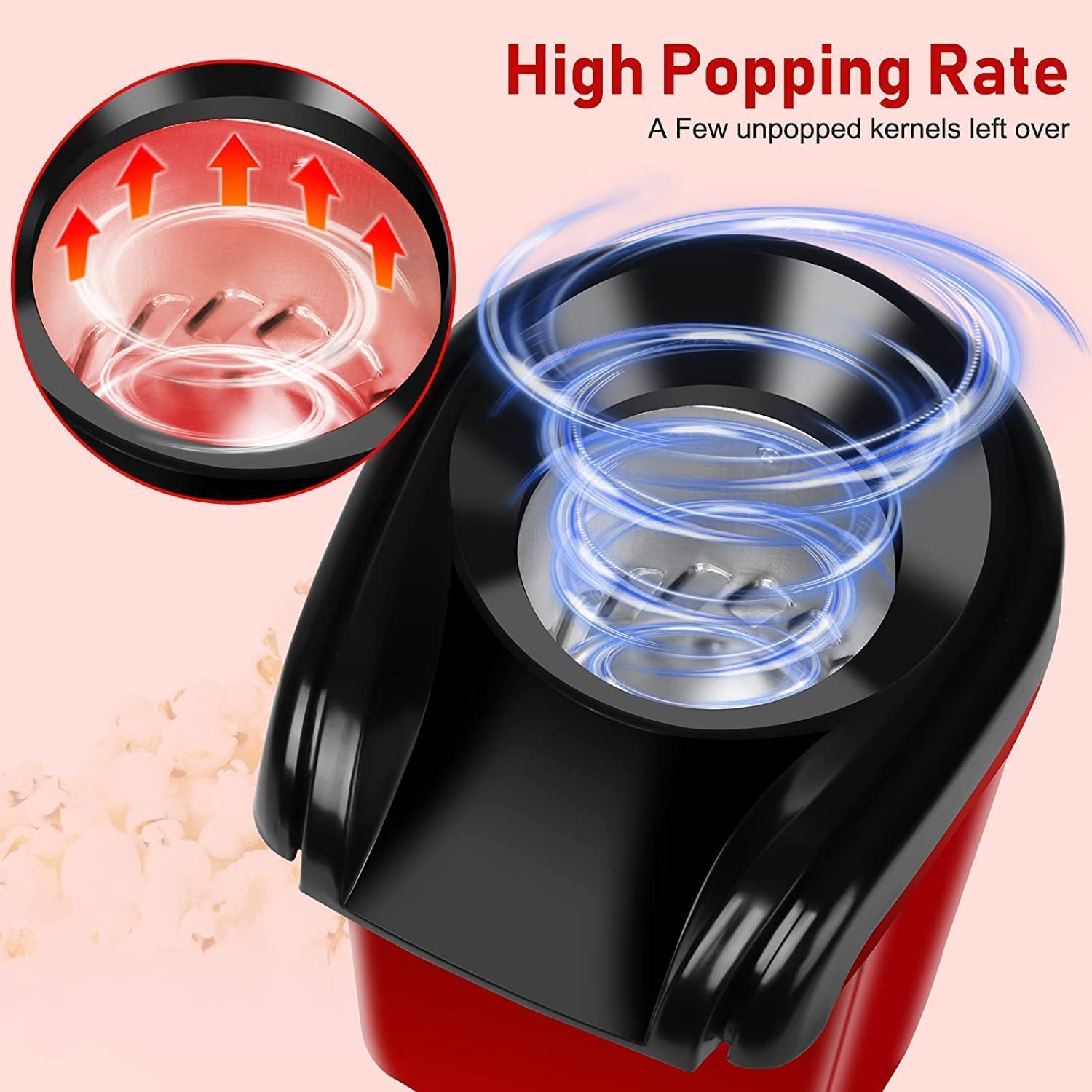Modern aluminum finish on compact popcorn maker for home use