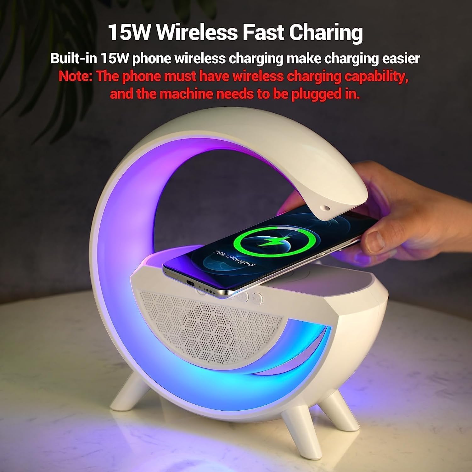 G-Shape Bluetooth Speaker
Table Lamp with Wireless Fast
Charging 7 Color Changing
(Multicolor)