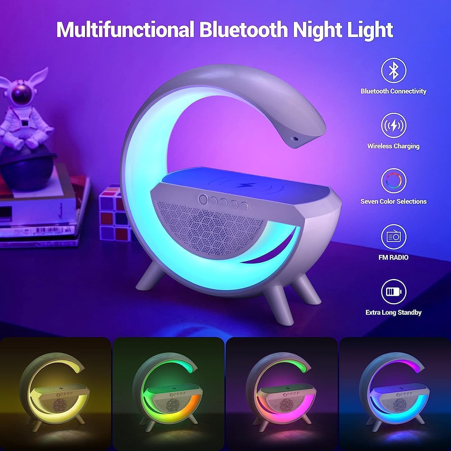 G-Shape Bluetooth Speaker
Table Lamp with Wireless Fast
Charging 7 Color Changing
(Multicolor)