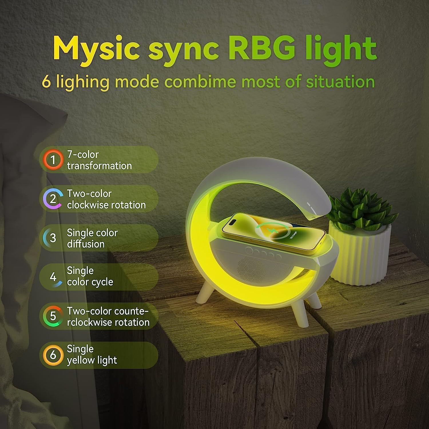 G-Shape Bluetooth Speaker
Table Lamp with Wireless Fast
Charging 7 Color Changing
(Multicolor)