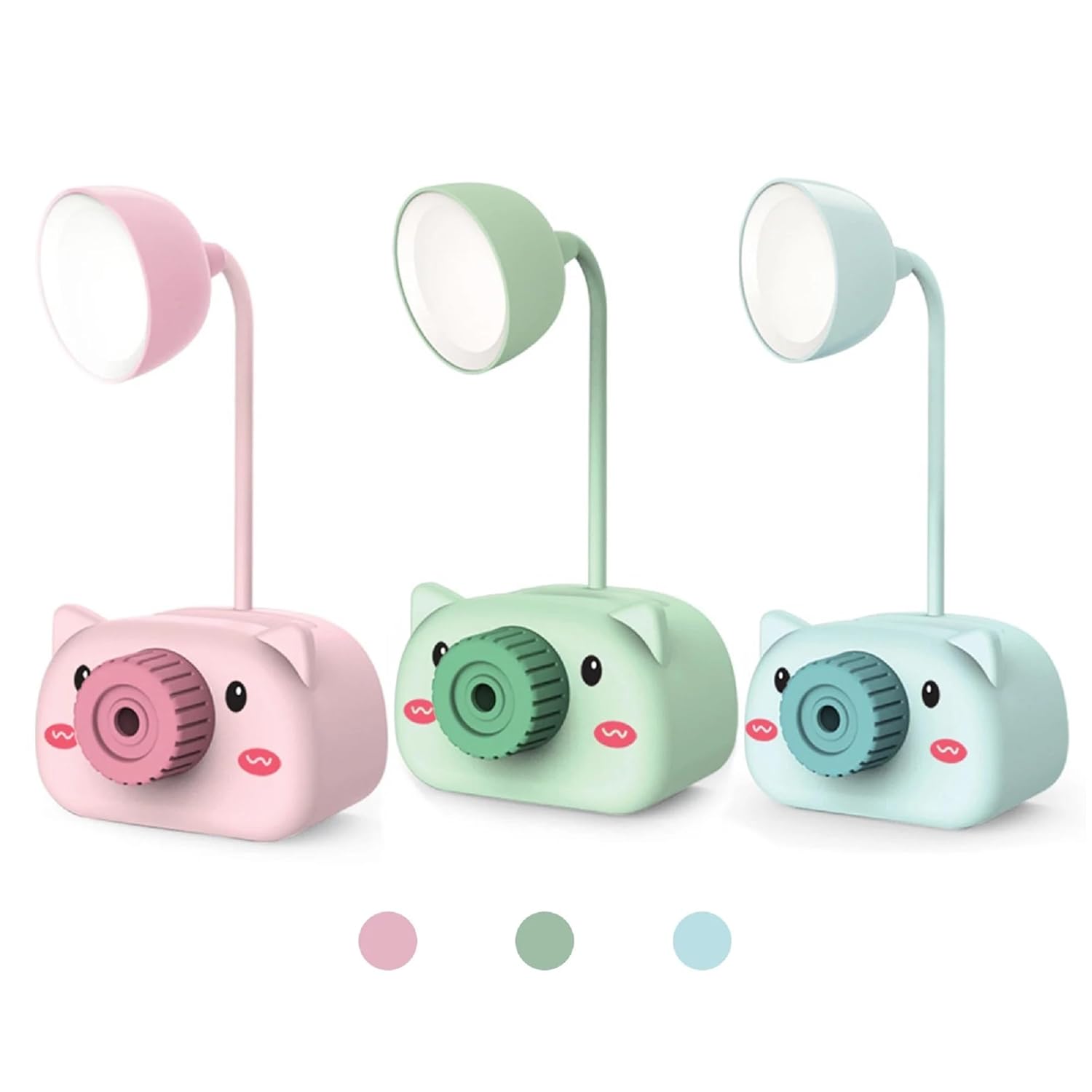 Kids Table Lamp green blue and pink