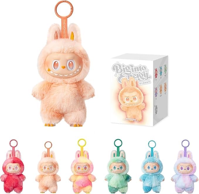 Orange color labubu key chain with multicolor