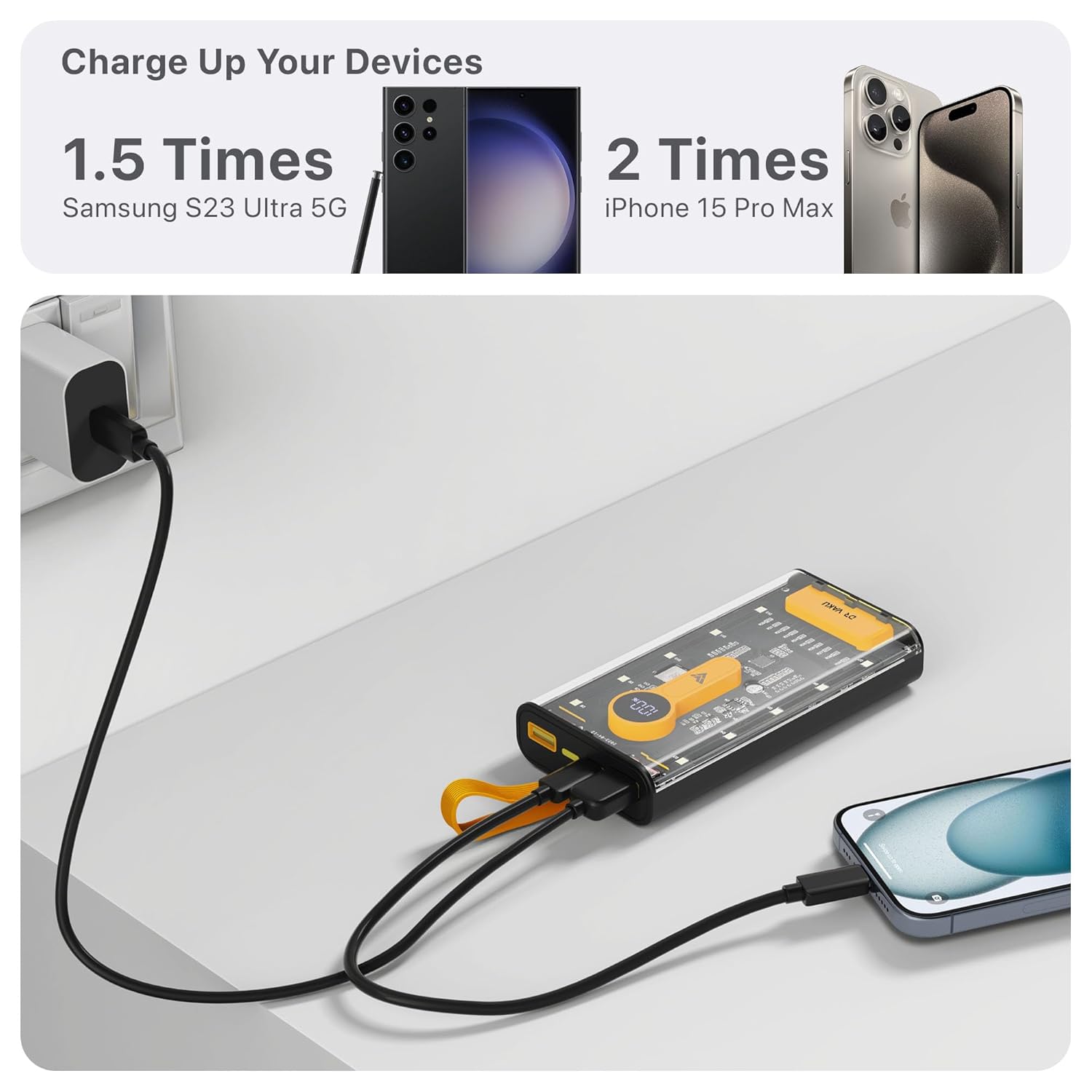 Slim 10000mAh Power Bank with Digital Display