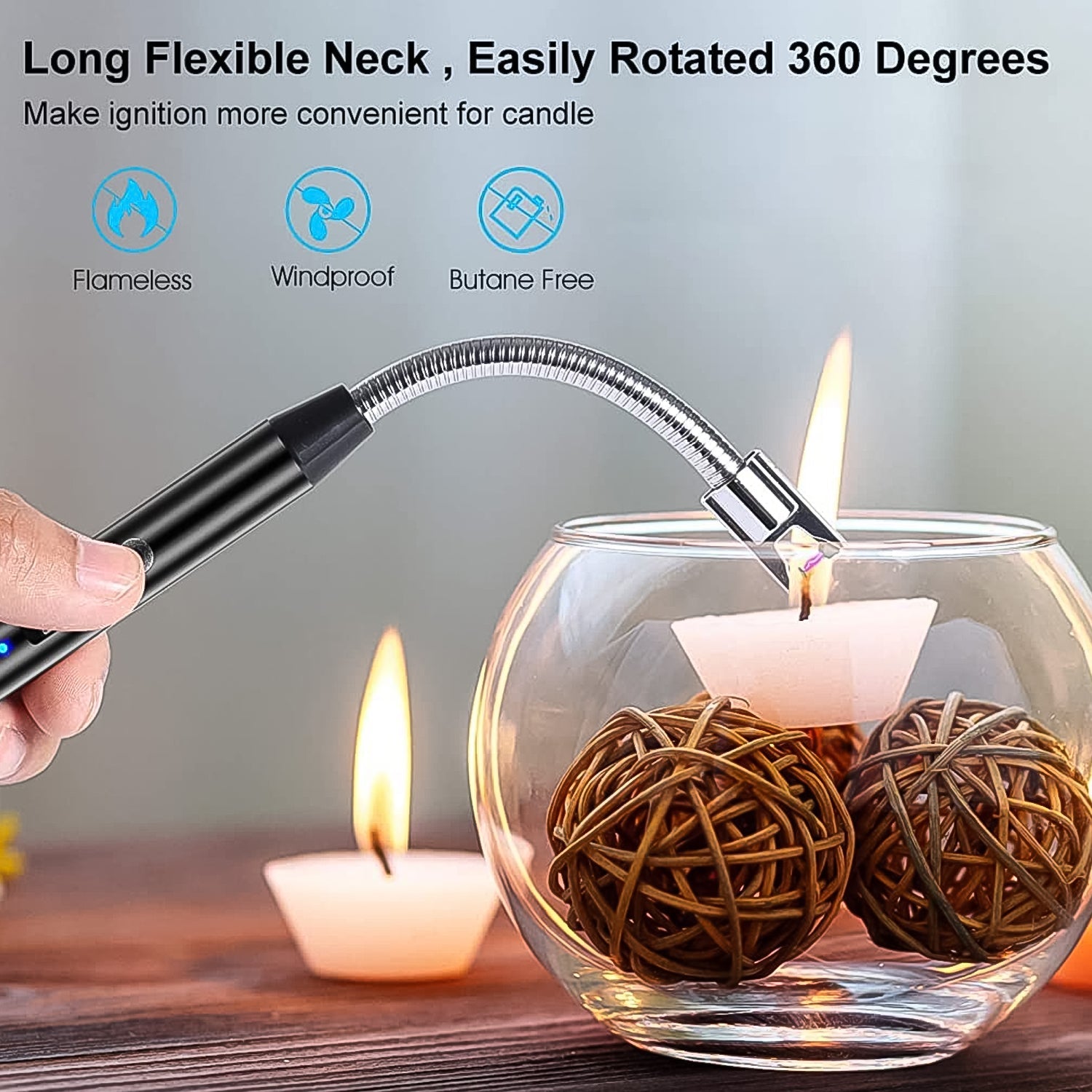 USB Rechargeable Electric Arc Lighter – Windproof, Flameless & Multipurpose