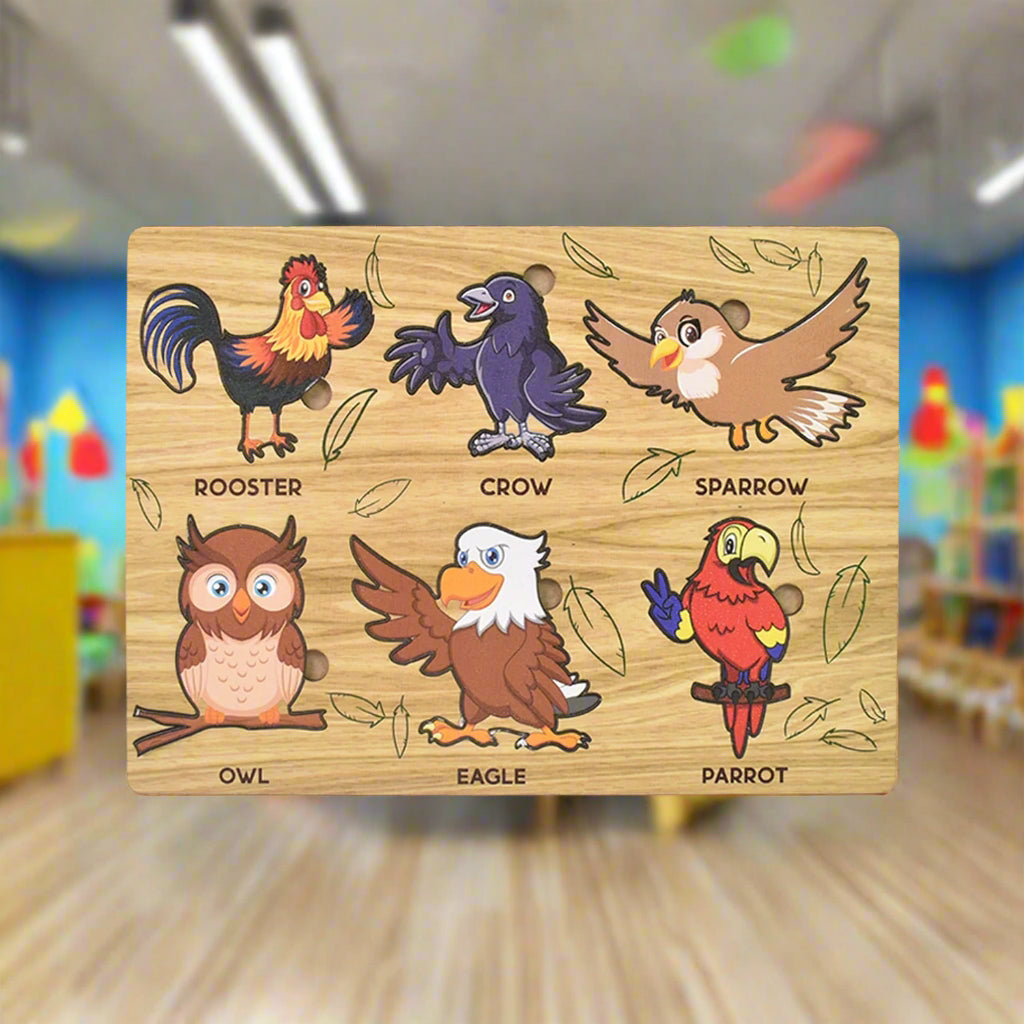 Lewo Wooden Bird Shape Puzzle Board