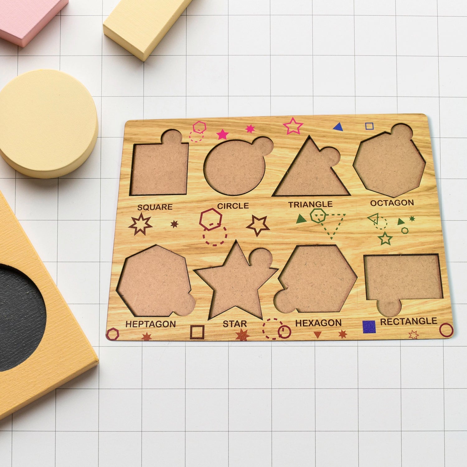 Wooden Triangles Puzzle Learning Educational Board