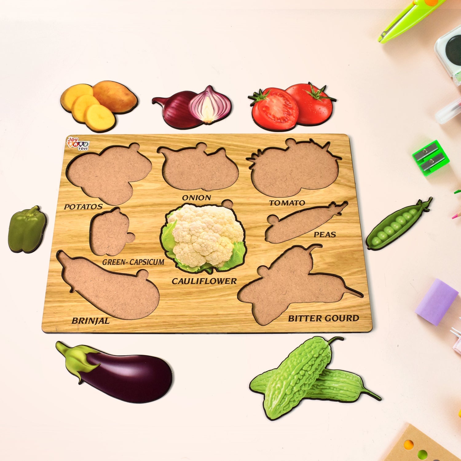 Wooden Vegetable Puzzle Learning Educational Board