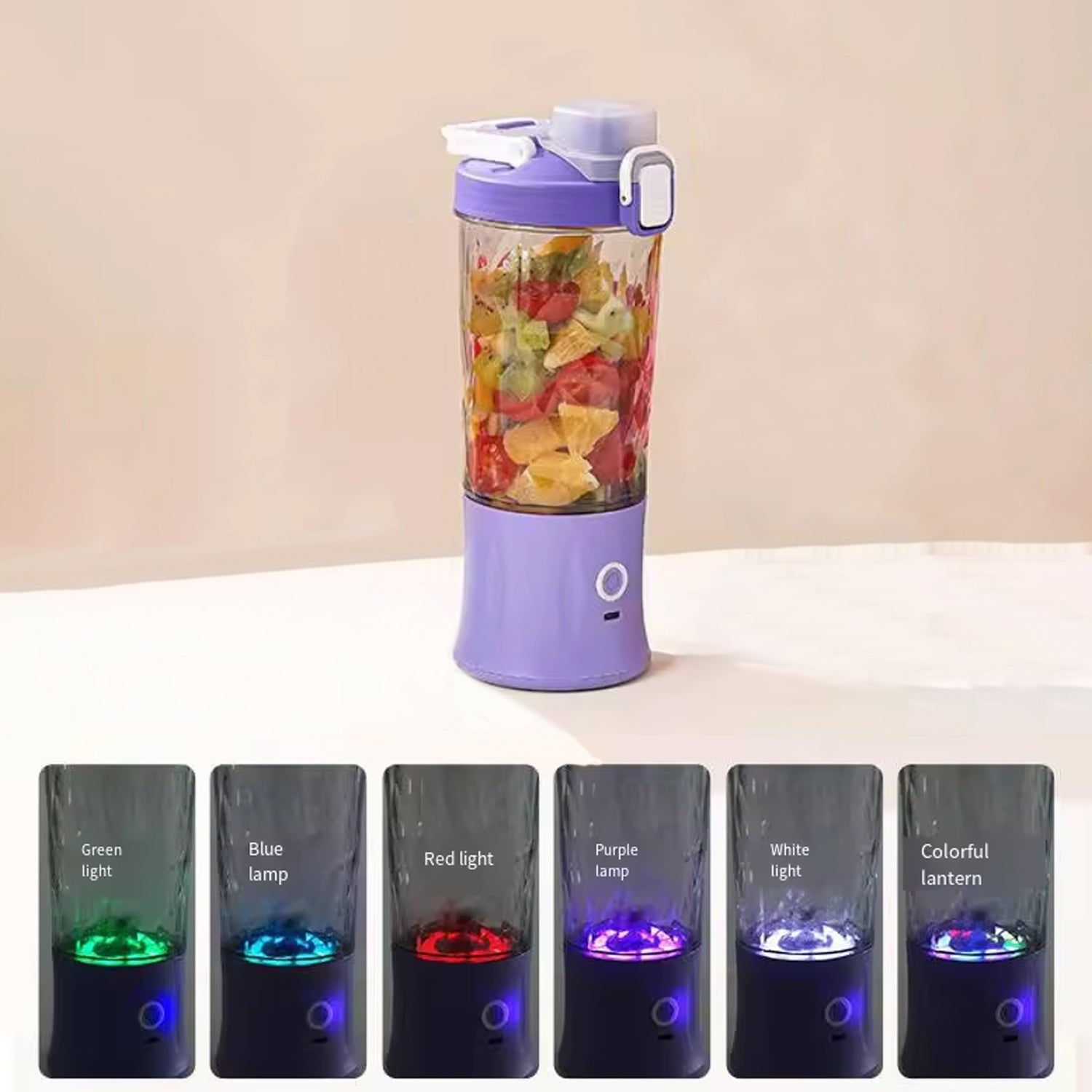 Electric Crusher Juicer With Multicolor Light, 8 Blades (600 ML / Multicolor)