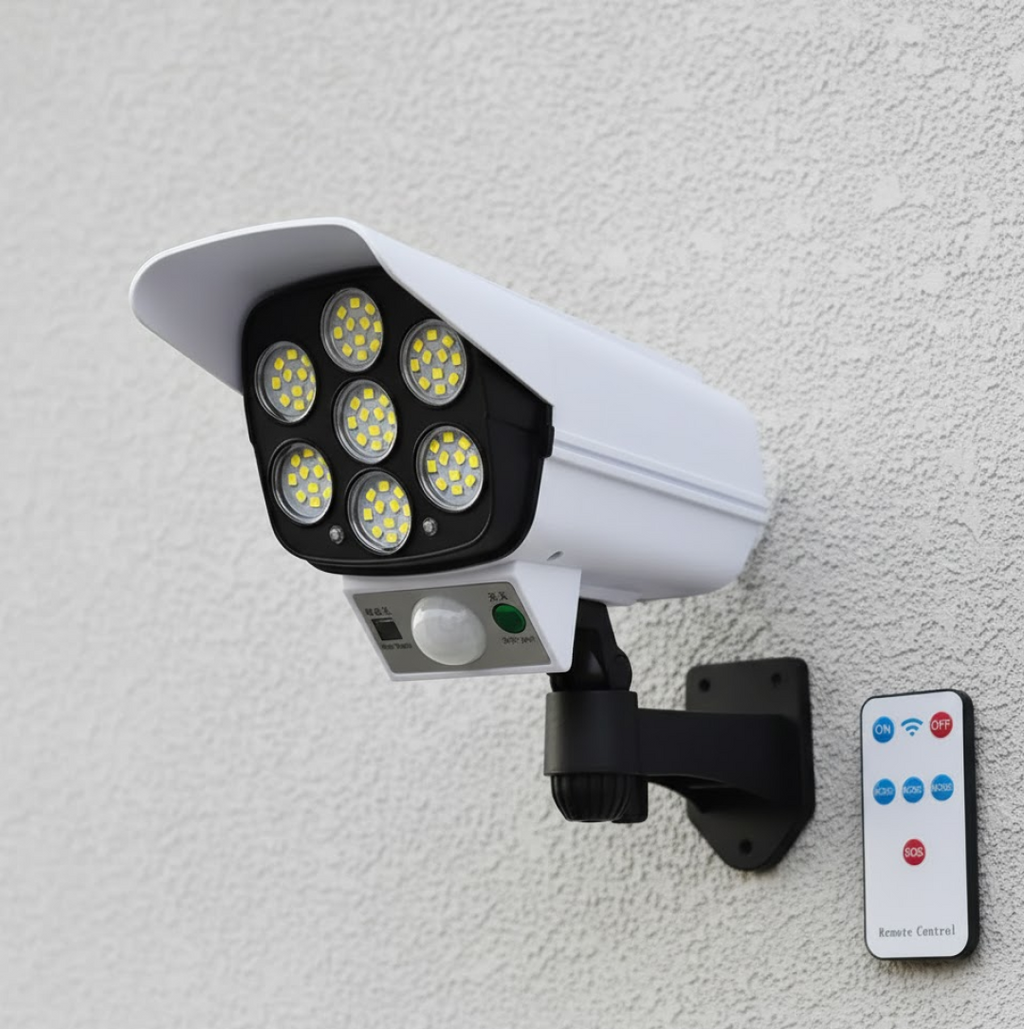 Solar Light Outdoor Motion Sensor Security Camera Shaped Dummy Wall Lamp (1 Pc)