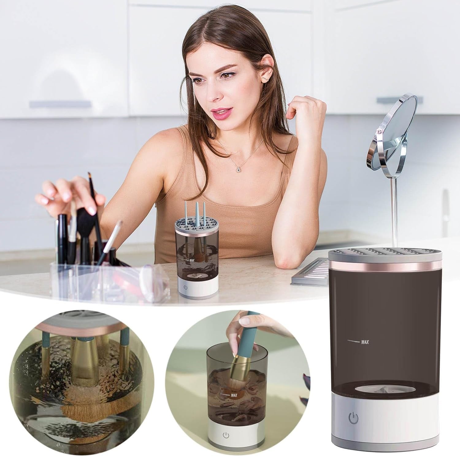 Automatic Makeup Brush Cleaner – Fast Electric Brush Washer & Organizer