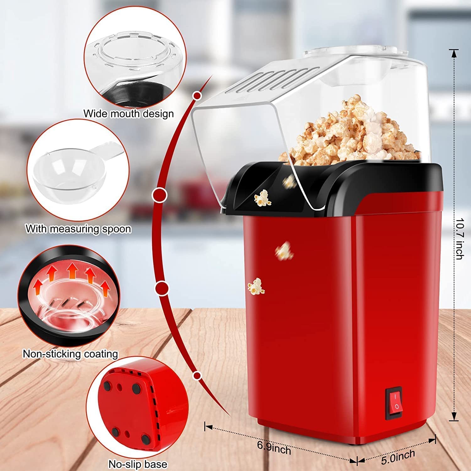 Popcorn maker packaged as a gift with ribbon and festive wrapping