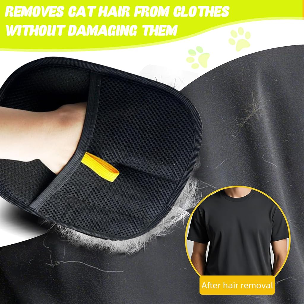 Black grooming tool with yellow label on a white background, showing hair removal effectiveness.