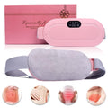 Pink and gray waist trimmer with digital display and packaging on a white background