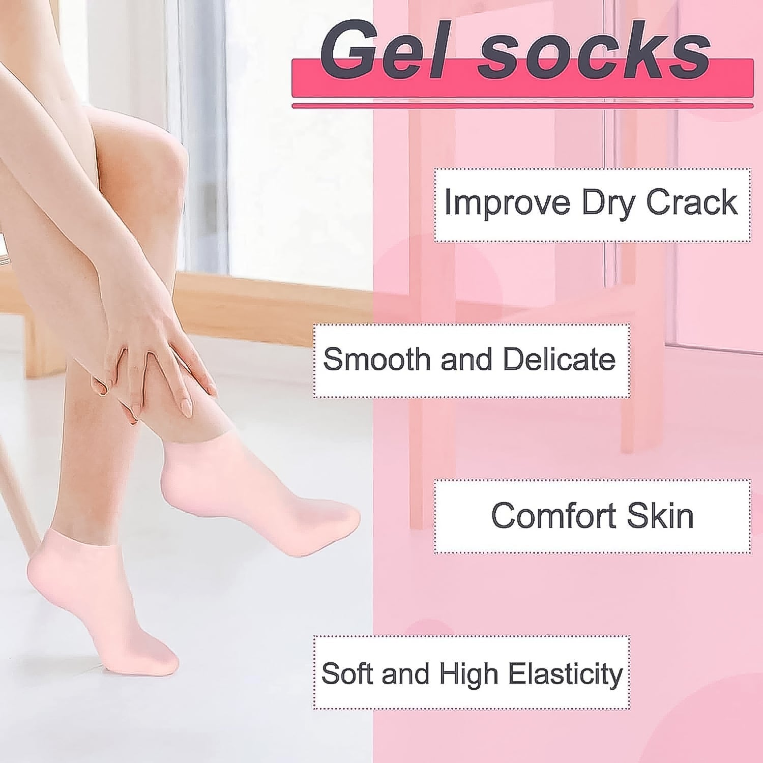 Silicone Moisturizing Socks for Dry & Cracked Feet | Softening & Anti-Slip Aloe Socks