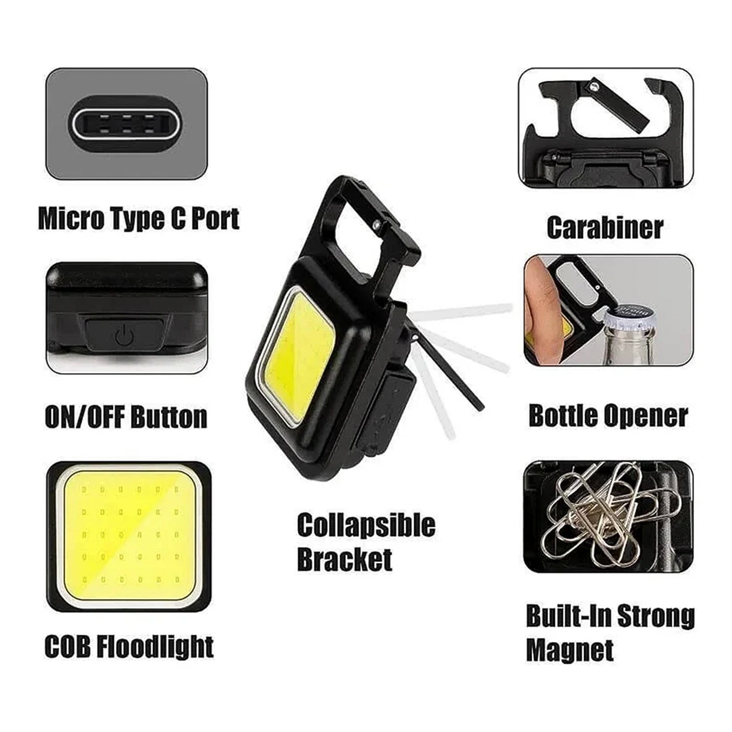  Mini Rechargeable Keychain Flashlight - scale